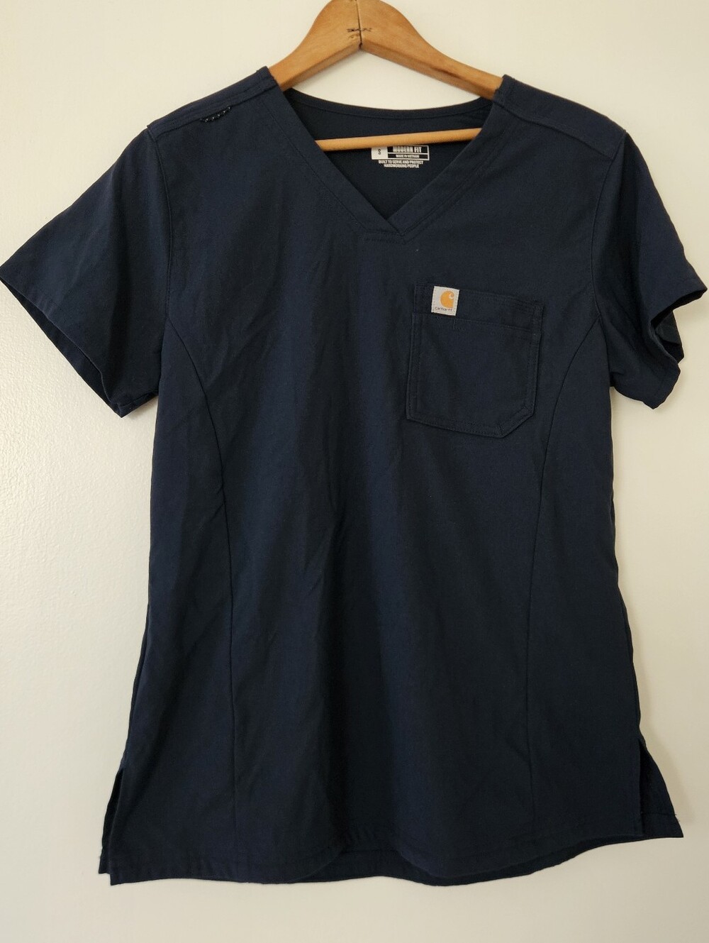 Carhartt Womens Scrub Top S Rugged Flex Peak Tuck In Modern Fit Navy Blue C12137